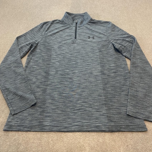 Under Armour Pullover Mens Large Gray Threadborne HeatGear Quarter Zip Athletic - Picture 1 of 8